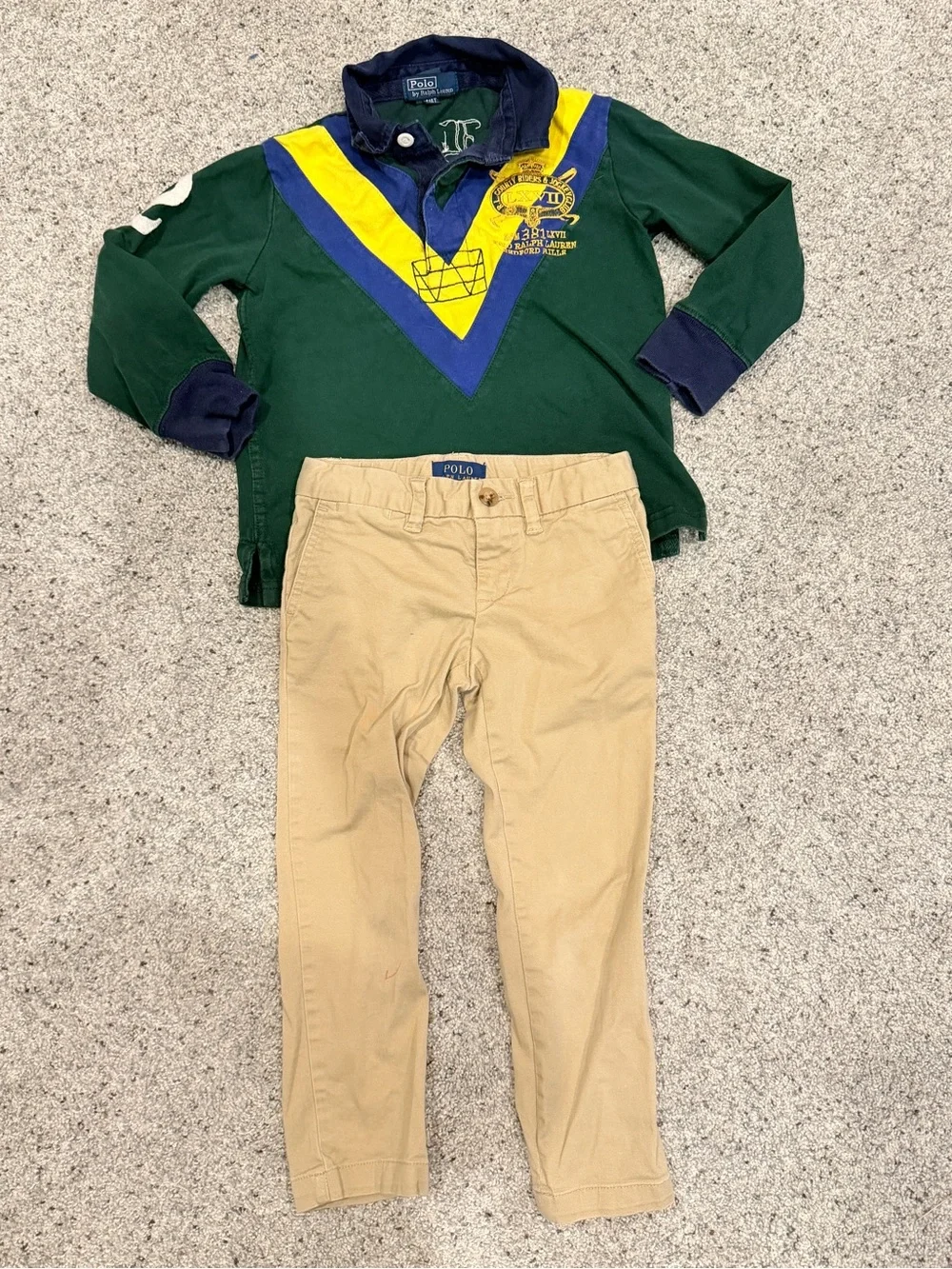 Classic Vintage Polo Ralph Lauren Rugby Polo & Khaki Pants boys 3T old money